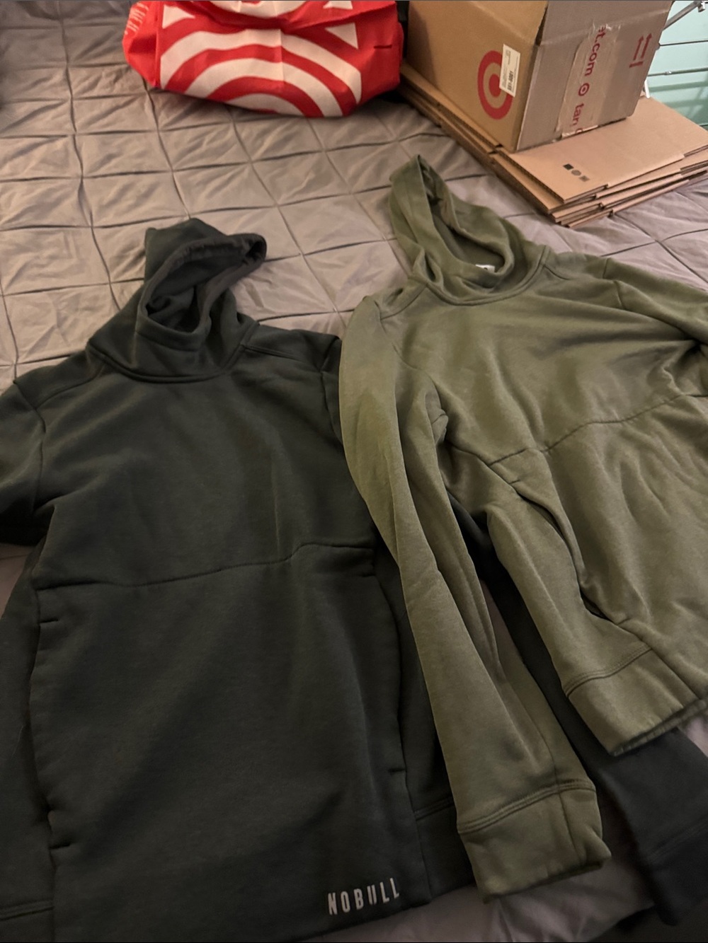 NOBULL Women’s Dark Green and Olive Crewneck Hoodies